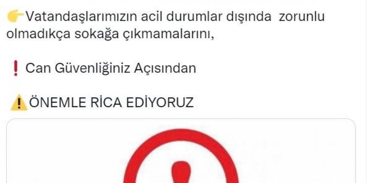 Sinop Valiliği’nden ’sokağa çıkmayın’ çağrısı