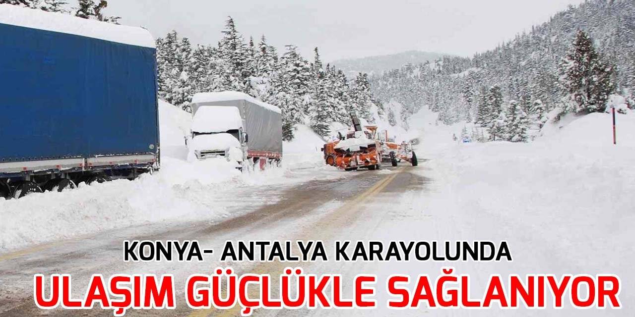 Konya-Antalya karayolunda ulaşım güçlükle sağlanıyor
