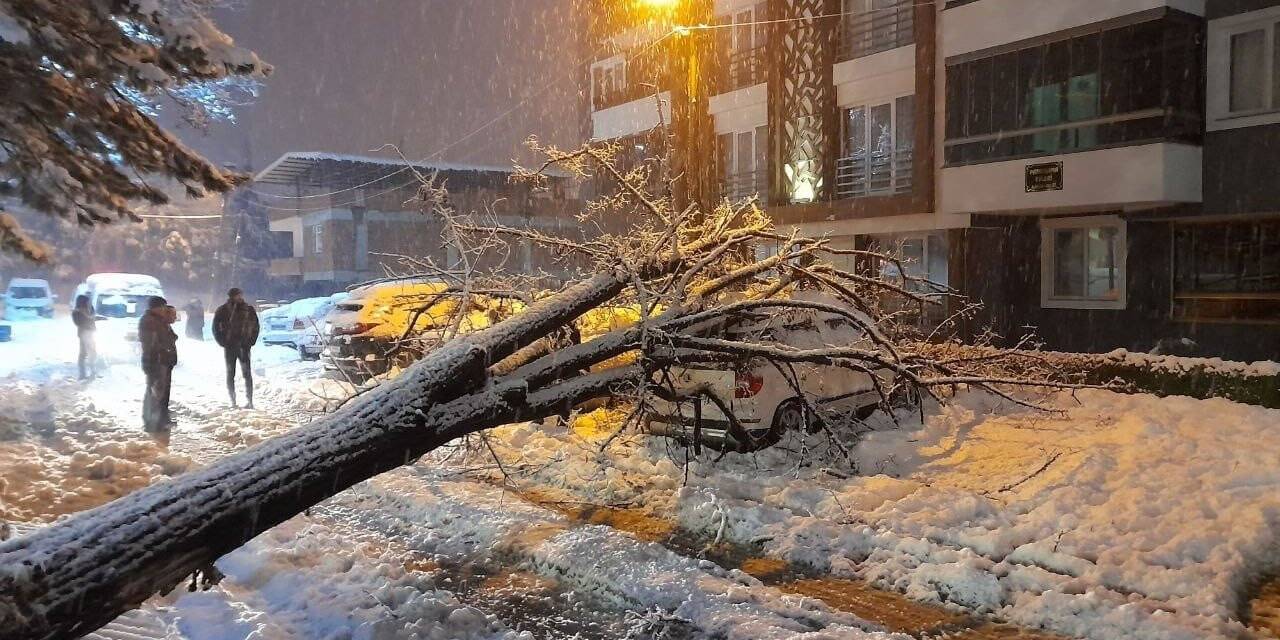 Yoğun kar yağışına dayanamayan halı sahanın çatısı çöktü