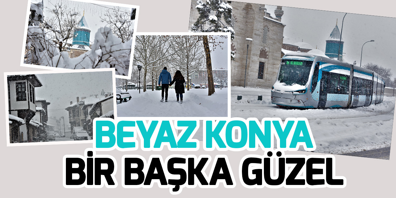 Beyaz gelinlik giyen Konya'da kartpostallık görüntüler