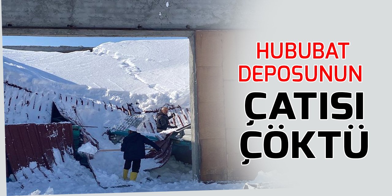 Konya'da kar nedeniyle hububat deposunun çatısı çöktü