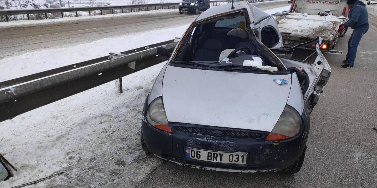Otobüs ile otomobil çarpıştı: 1 ölü