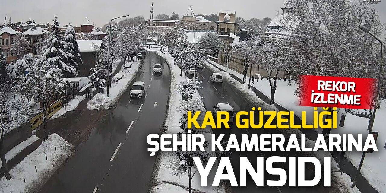 Konya’nın kar güzelliği şehir kameralarından izleniyor