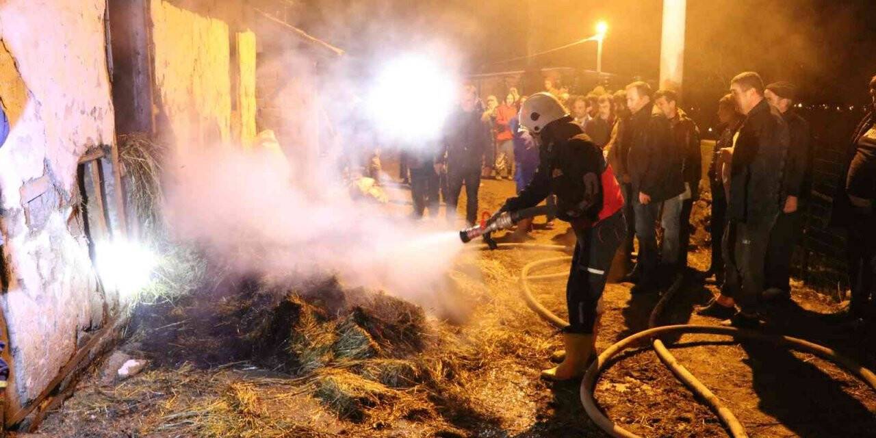 Amasya’da samanlık yangını: 100 balya saman kül oldu