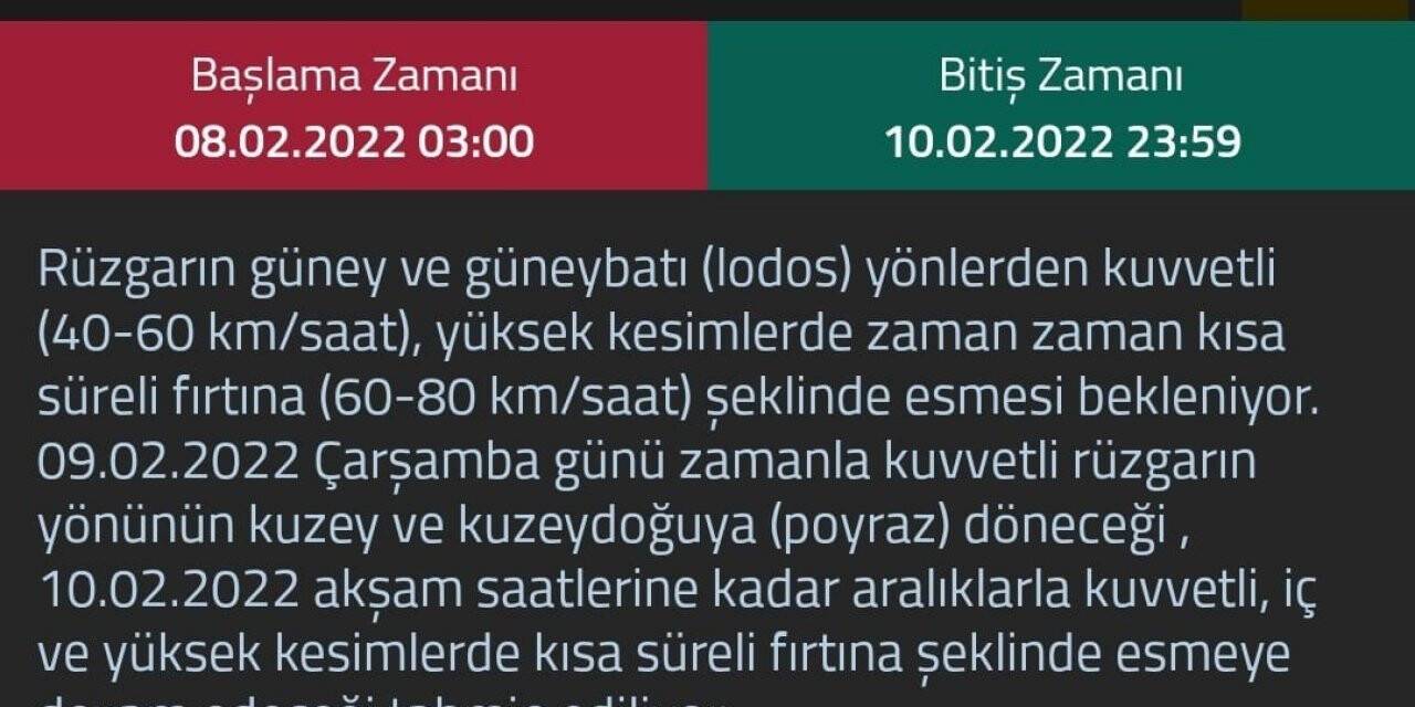 Meteoroloji Burdur için sarı uyarı ile fırtına beklendiğini açıkladı