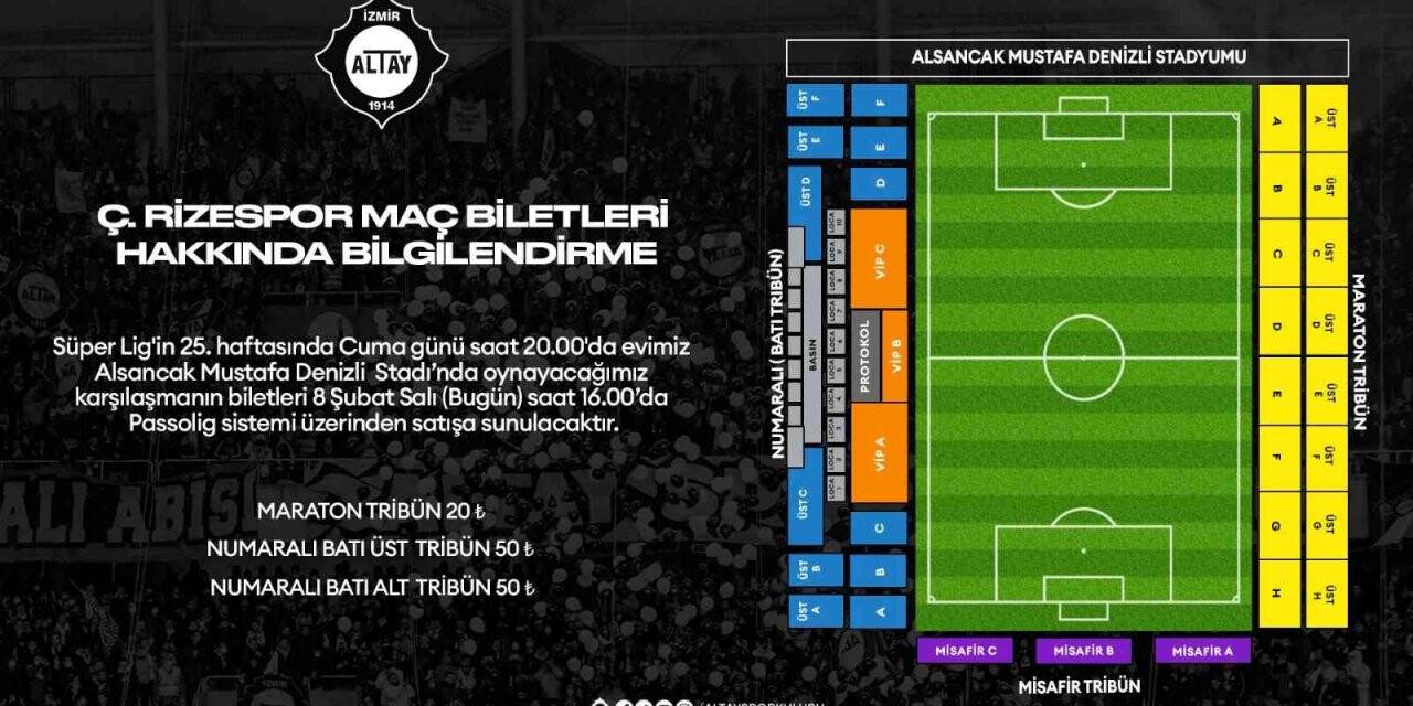 Altay - Çaykur Rizespor maçının biletleri satışa çıkıyor