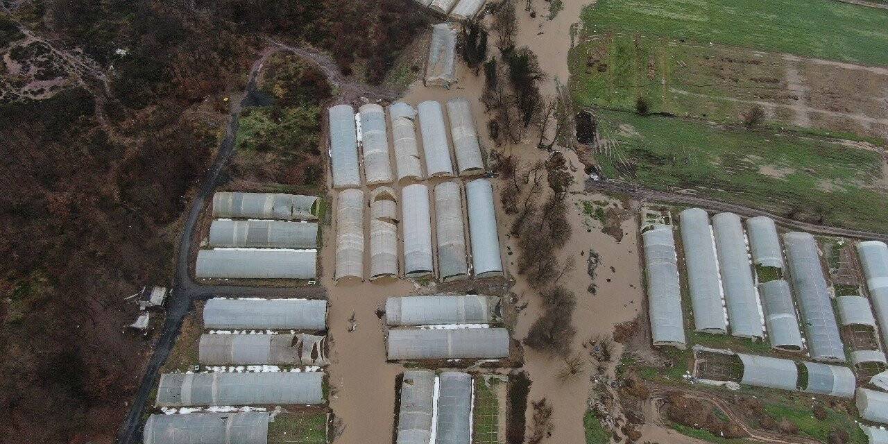 (Güncelleme) İBB’nin köprü inşaatı yarıda kaldı, derenin taşmasıyla seralar su altında kaldı