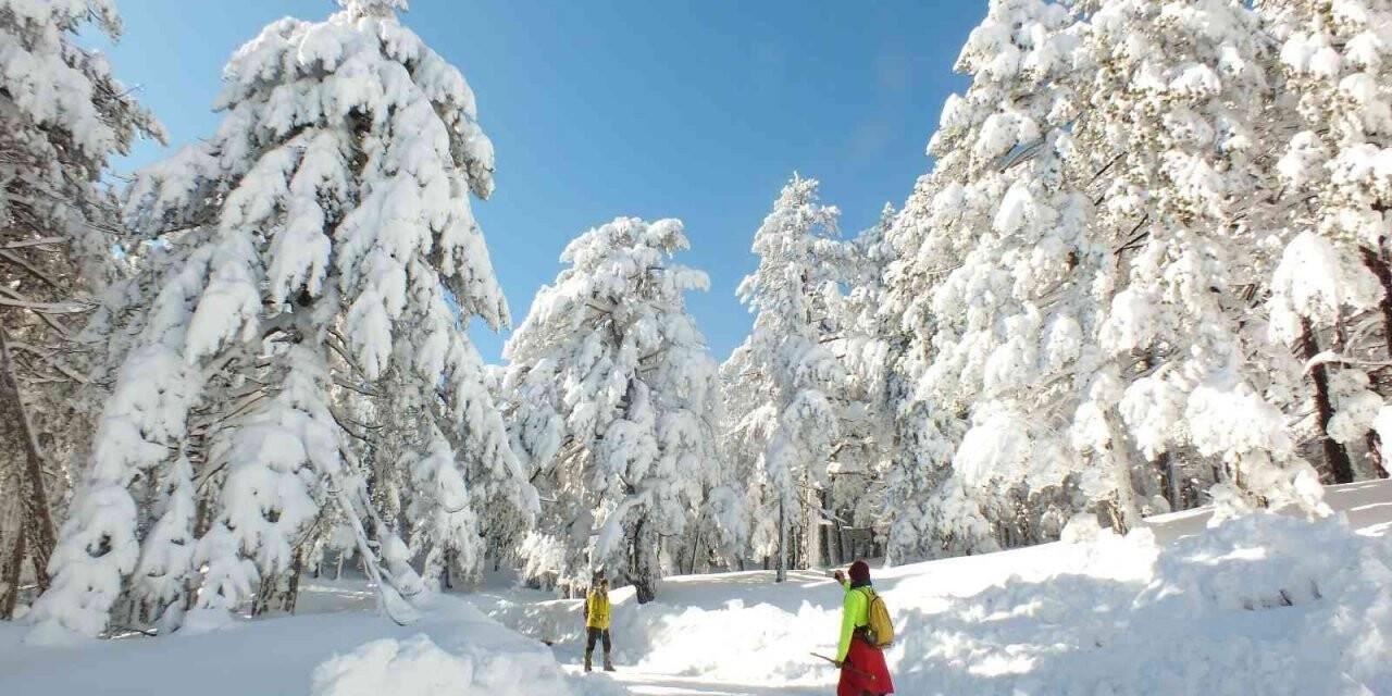 Kaz dağlarının beyaz büyüsüne kapıldılar