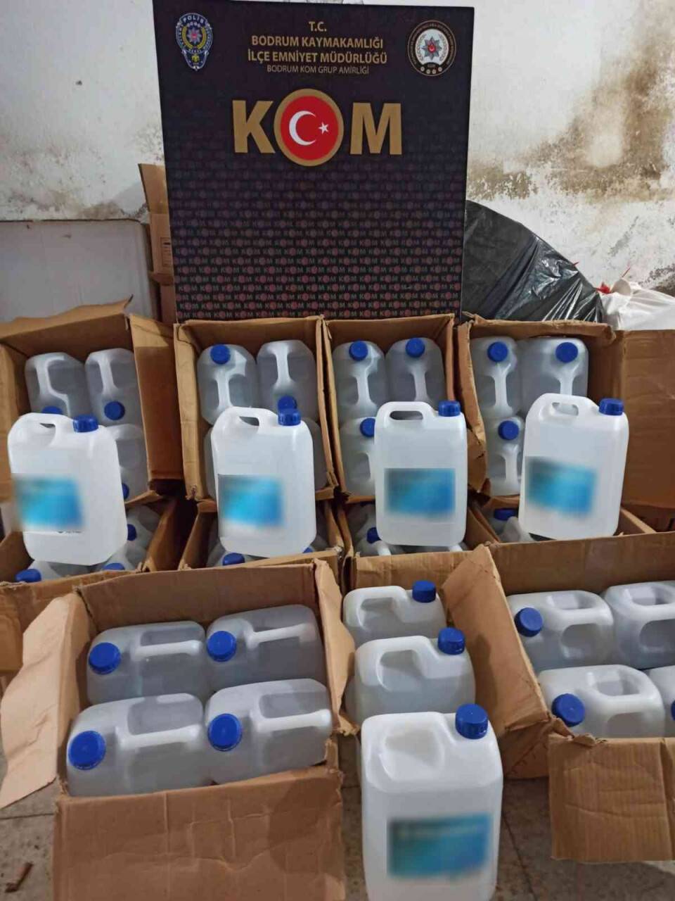 Bodrum’da 235 litre etil alkol ele geçirildi