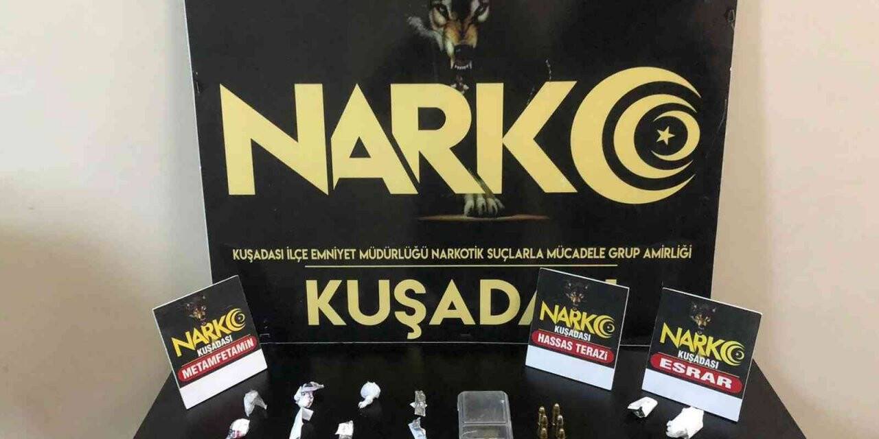 Şüpheli araçtan uyuşturucu ve mermi çıktı