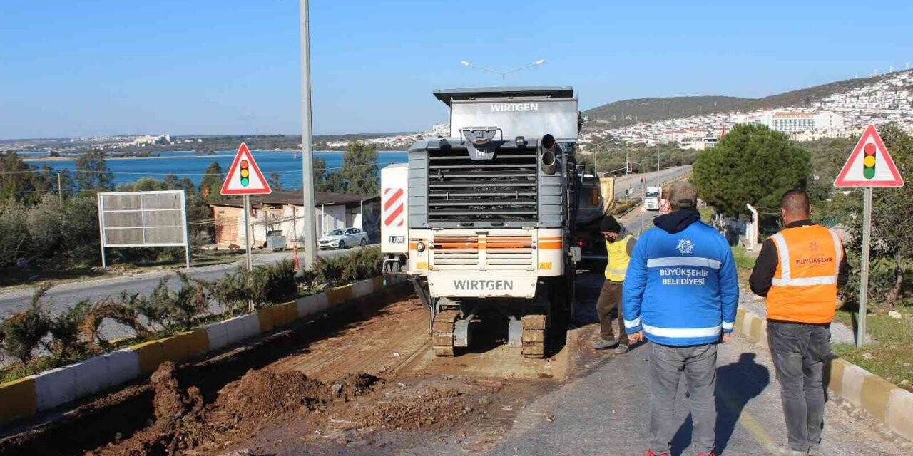 Didim Akbük Mahallesi’nde sıcak asfalt çalışması sürüyor