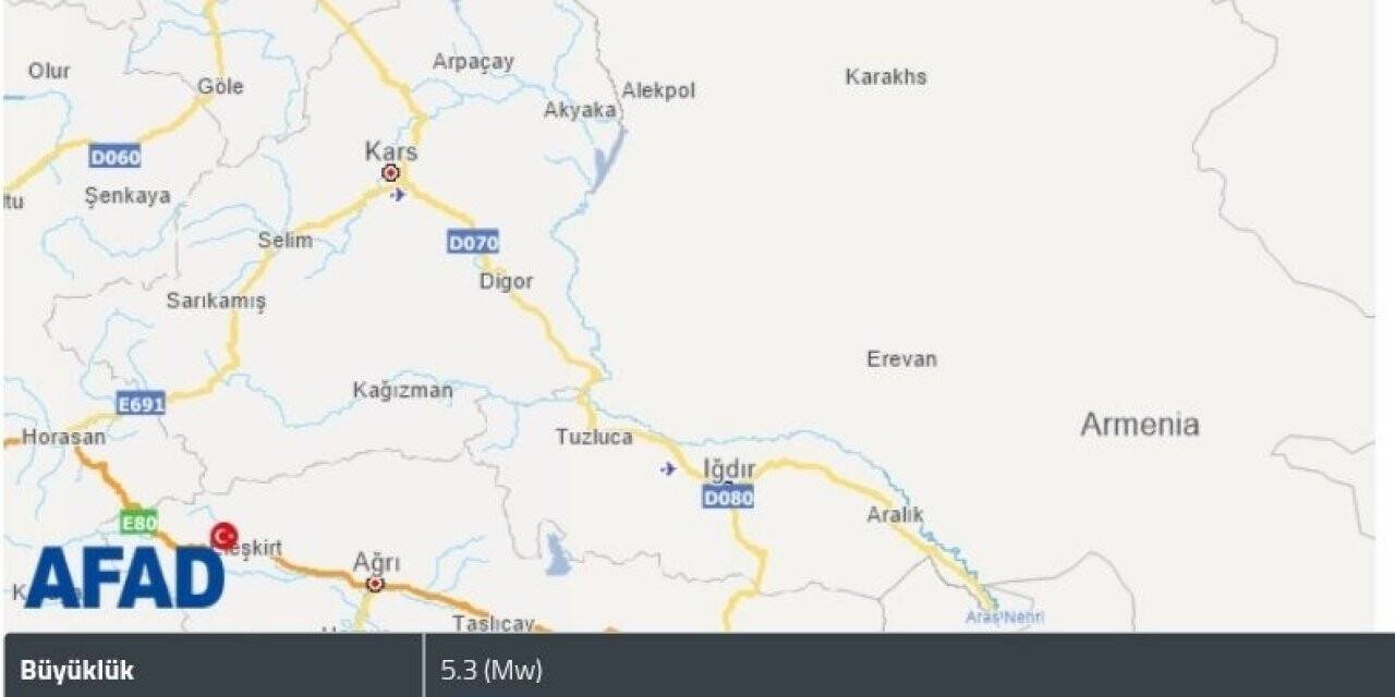 AFAD: “Ermenistan’da 5.3 büyüklüğünde deprem oldu”