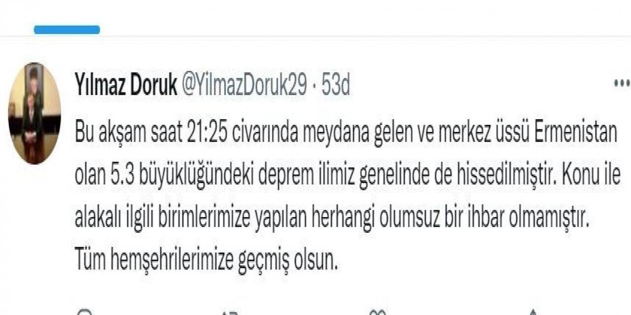 Ermenistan’daki depremle ilgili Artvin Valiliğinden açıklama: "Olumsuz durum yok"