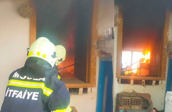 Muğla’da çıkan yangında müstakil ev kullanılamaz hale geldi