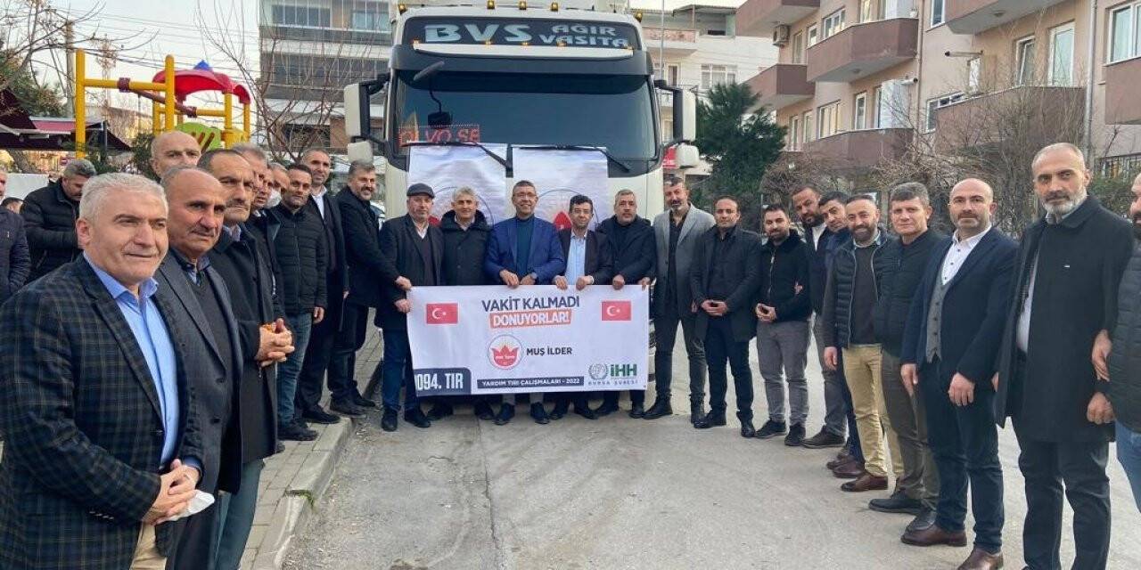 Muş İlder’ den Bursa’dan Suriye’ye 346 bin TL’lik yardım tırı