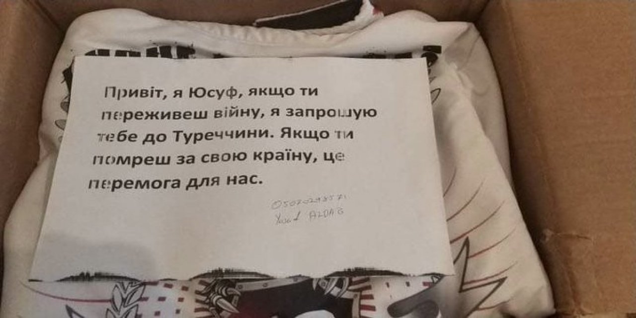 Ukrayna Büyükelçiliği’ne gönderilen yardım kutusundan çıkan mesaj duygulandırdı