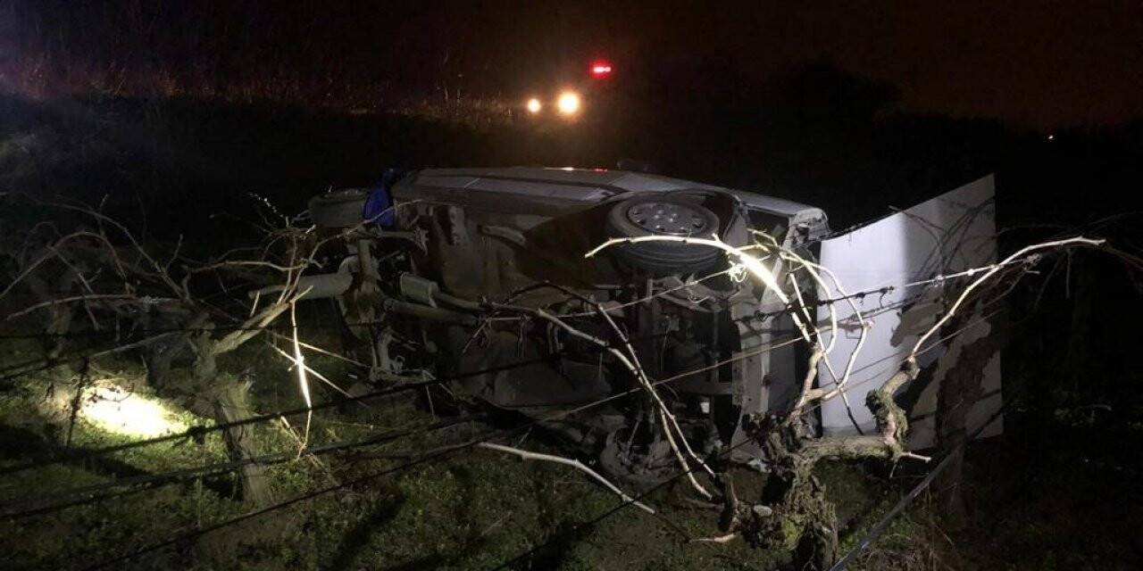 Otomobil üzüm bağına uçtu: 1 yaralı