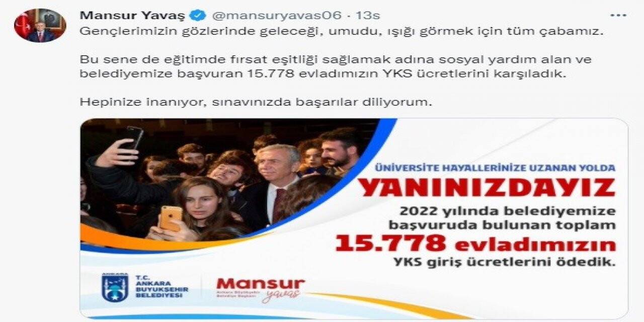 Öğrencilere sınav desteği: 15 bin 778 gencin YKS ücreti yatırıldı
