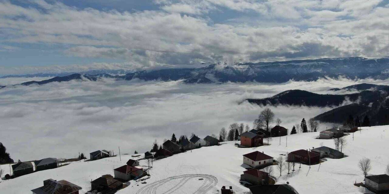 Sis denizinde yüzen Trabzon yaylaları büyülüyor