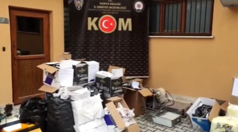 Konya'da 30 adrese kaçak tütün operasyonu: 38 gözaltı