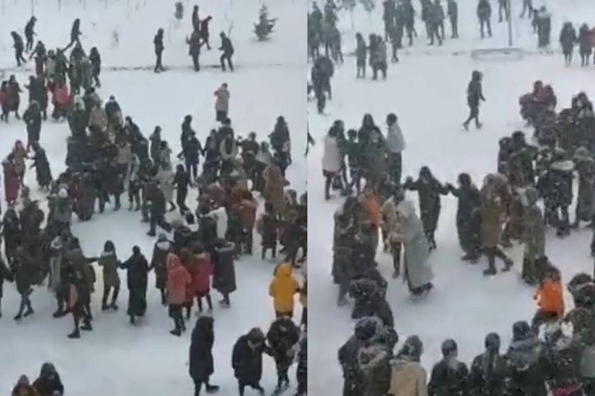 Yüzlerce öğrenci kar tatili haberini halay çekerek kutladı