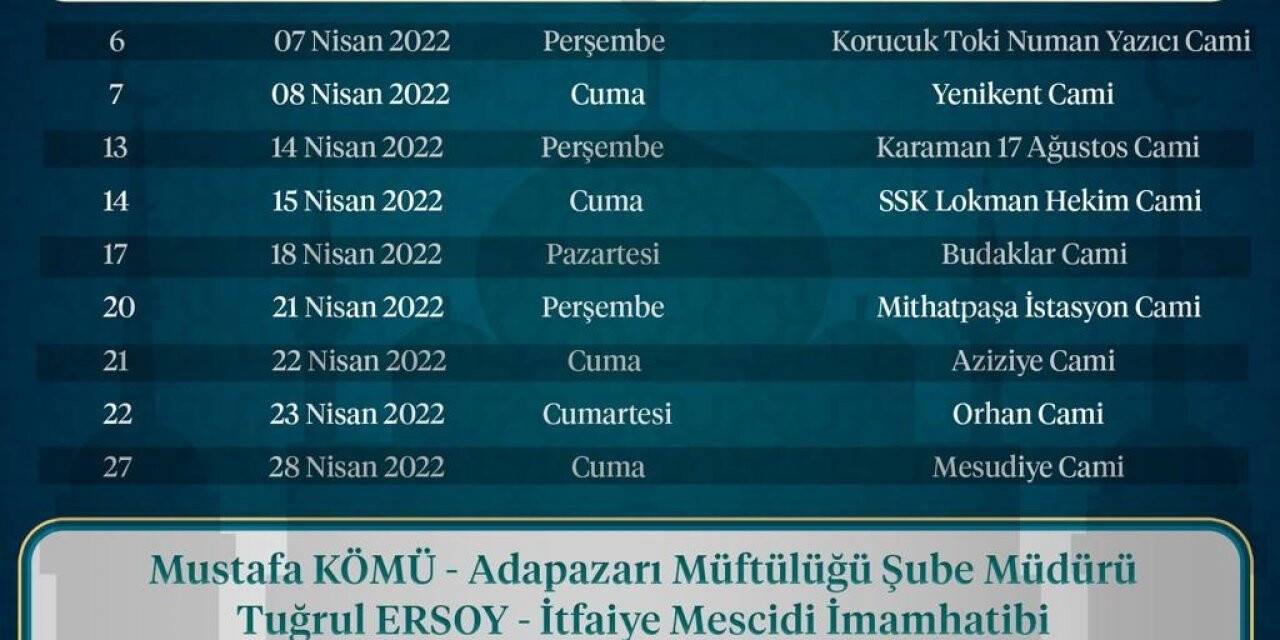 Adapazarı’nda 9 camide enderun teravih geleneği yaşatılacak