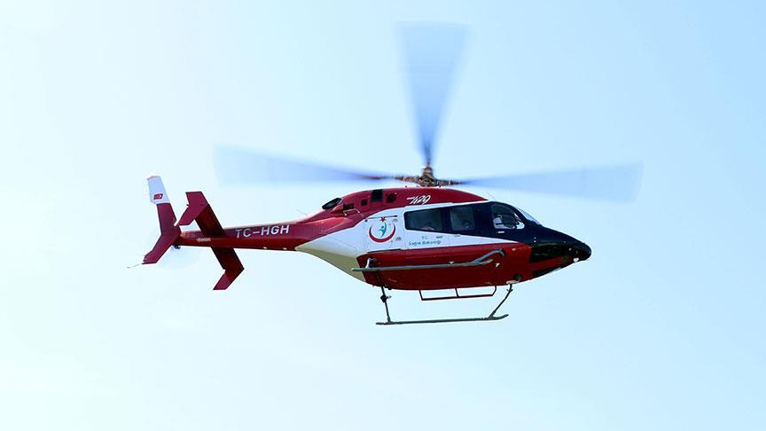 Konya'da ambulans helikopter kalp krizi geçiren hasta için havalandı