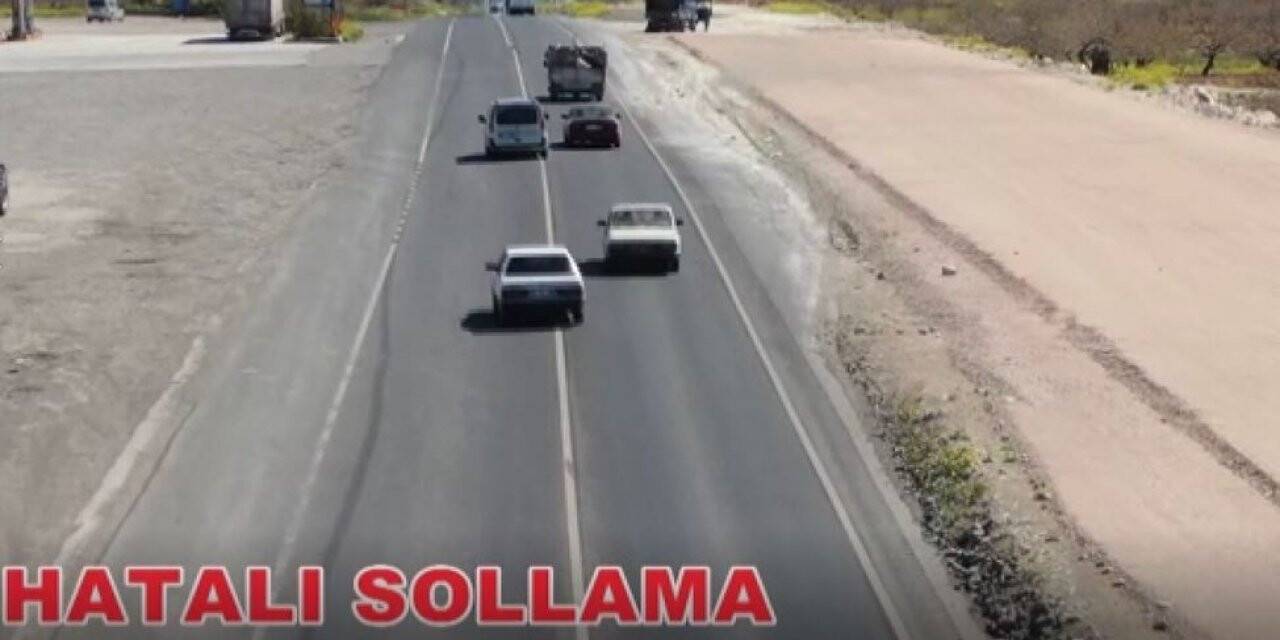 Araçların hatalı sollama ve kırmızı ışık ihlal anları kamerada