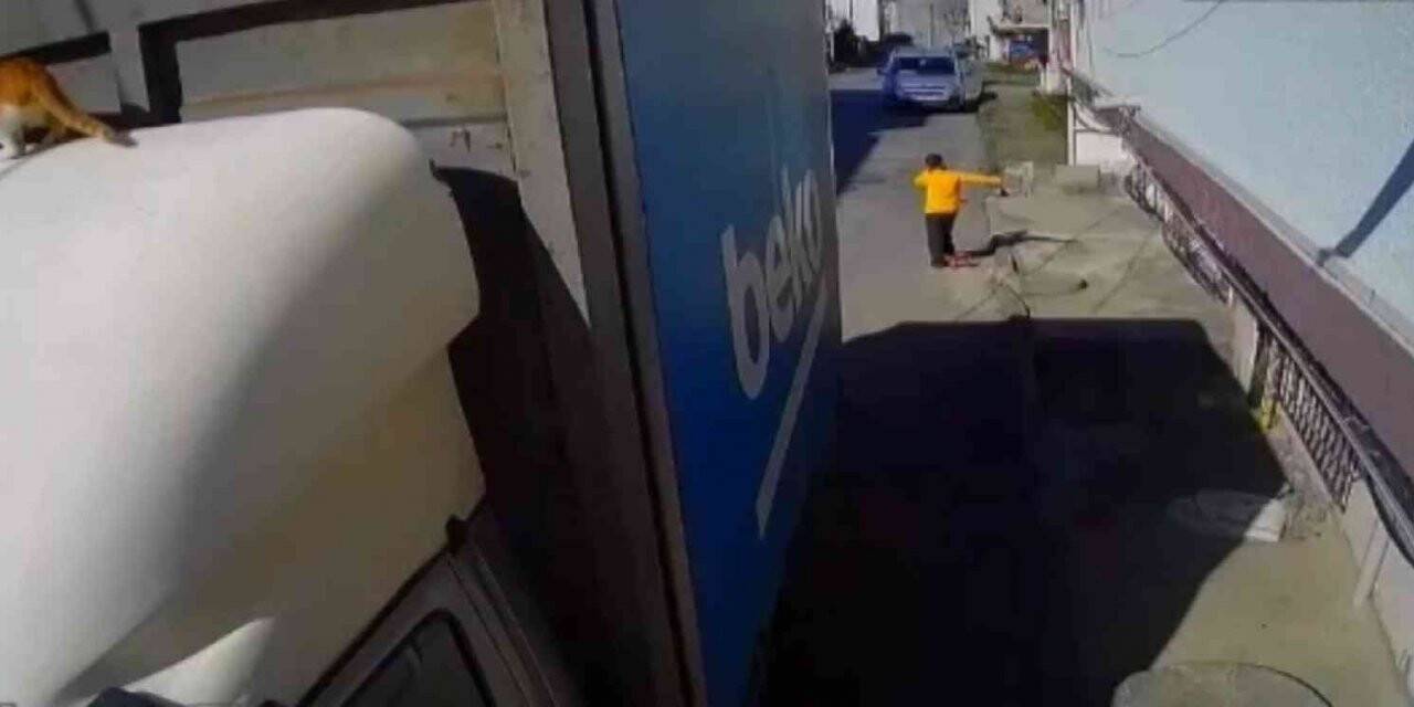 Evden kaçan yaramaz kedi kamerada