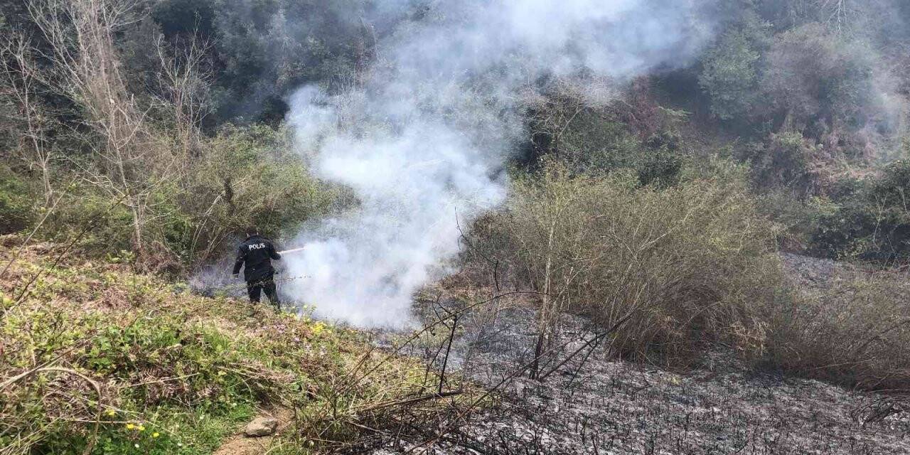 Sinop’ta çıkan yangının büyümesini polis önledi