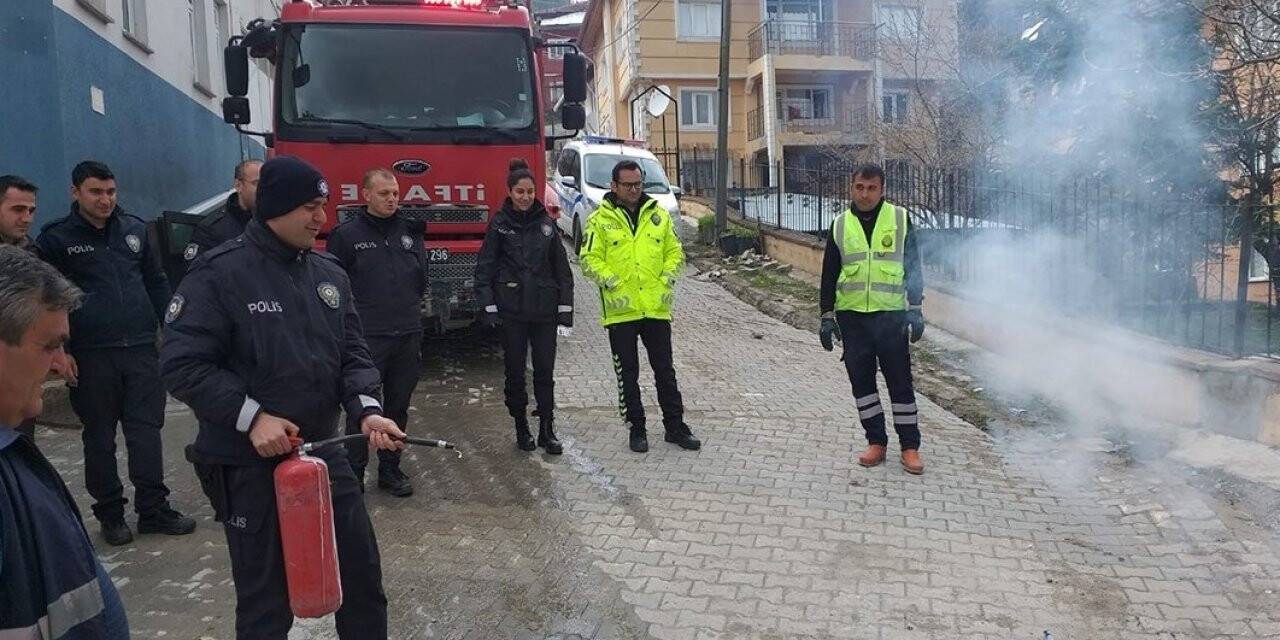 Küre’de polis memurlarına yangın eğitimi