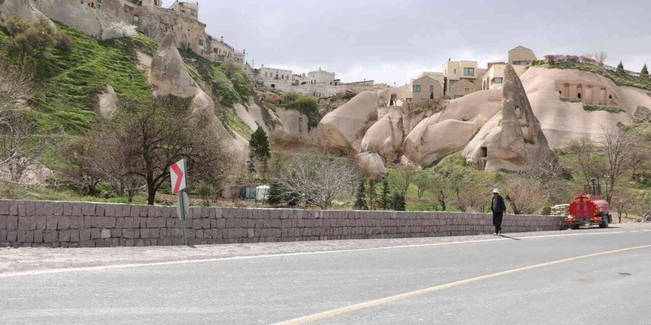 Uçhisar-Göreme arasında kaldırım çalışması başlatıldı