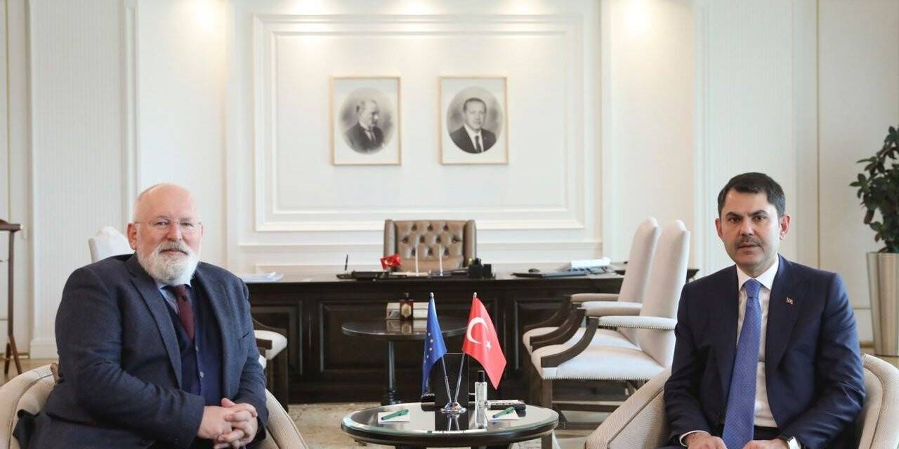 Bakan Kurum, AB Komisyonu Başkan Yardımcısı Timmermans’ı kabul etti
