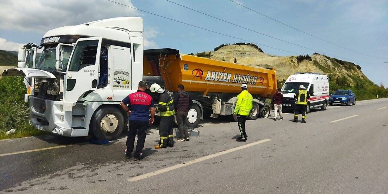 Tırda çıkan yangını, itfaiye ekipleri büyümeden söndürdü