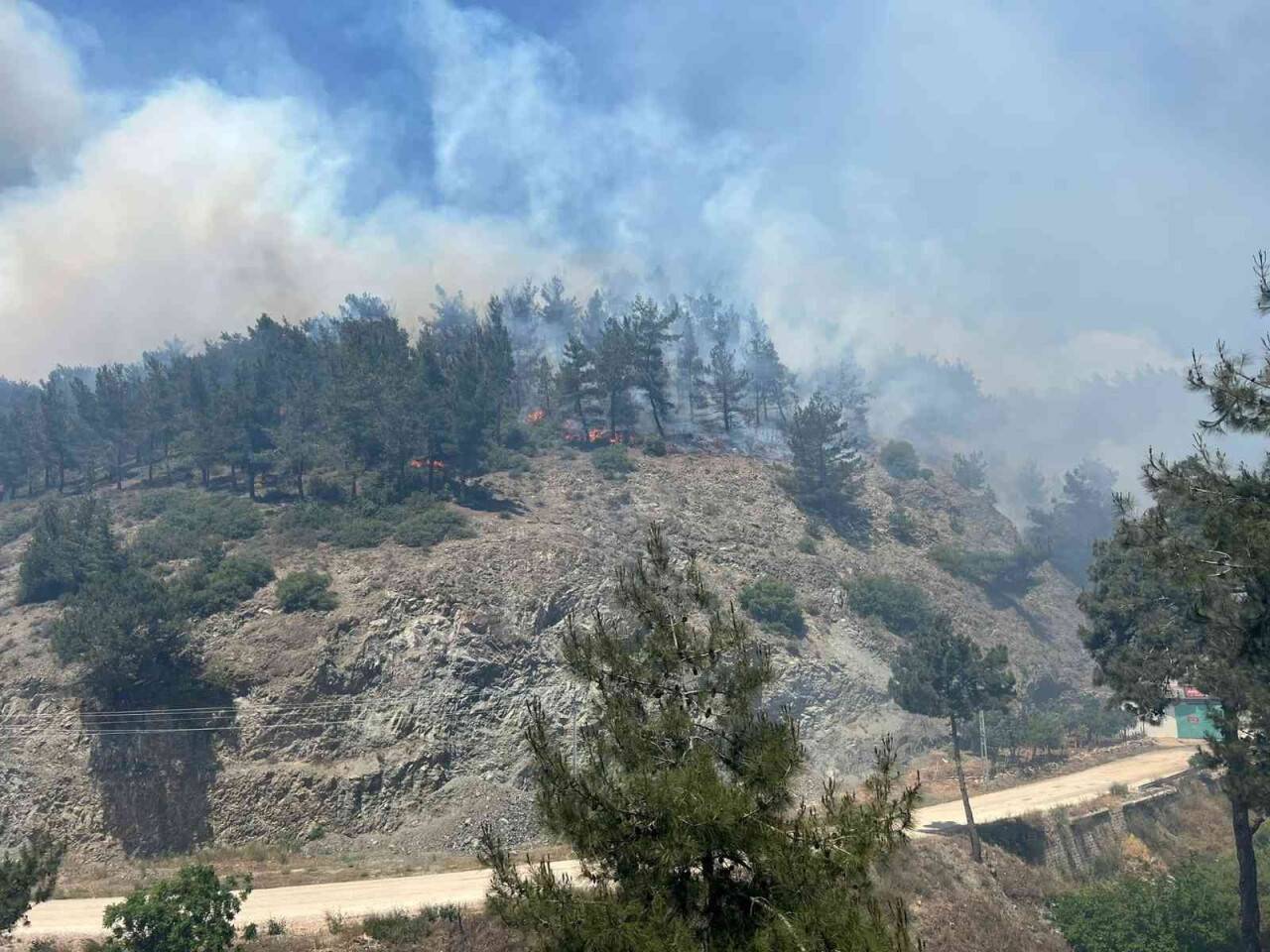 Hatay’da orman yangınına karadan ve havadan müdahale