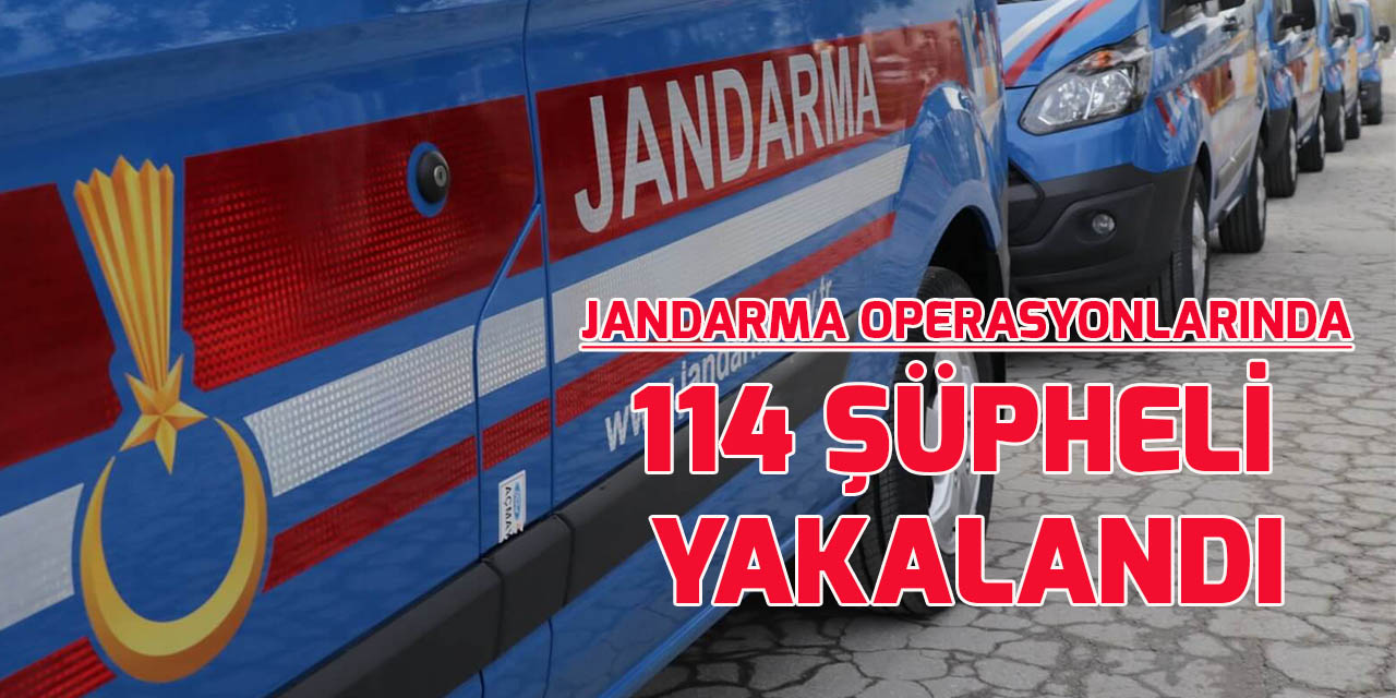 Jandarma operasyonlarında 114 şüpheli yakalandı