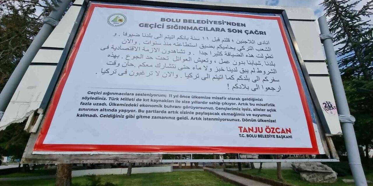 Bolu Belediye Başkanı Özcan’ın sığınmacılara karşı ilanı savcılık kararıyla toplatıldı