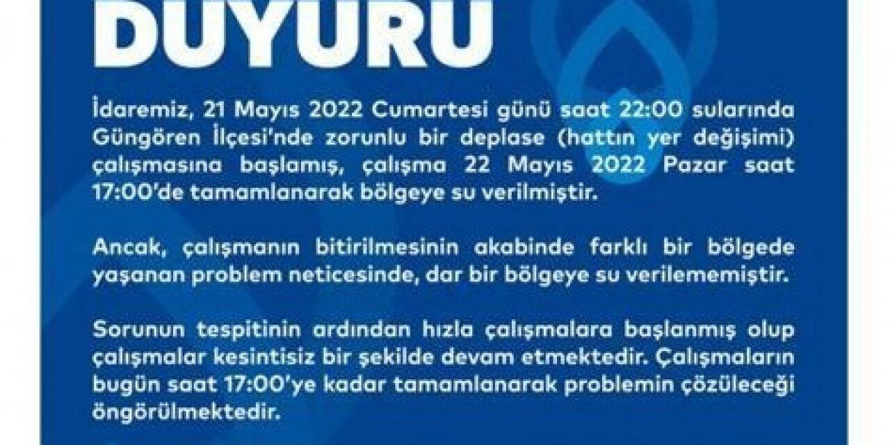 Güngören’de iki gün süren su kesintisi vatandaşları isyan ettirdi