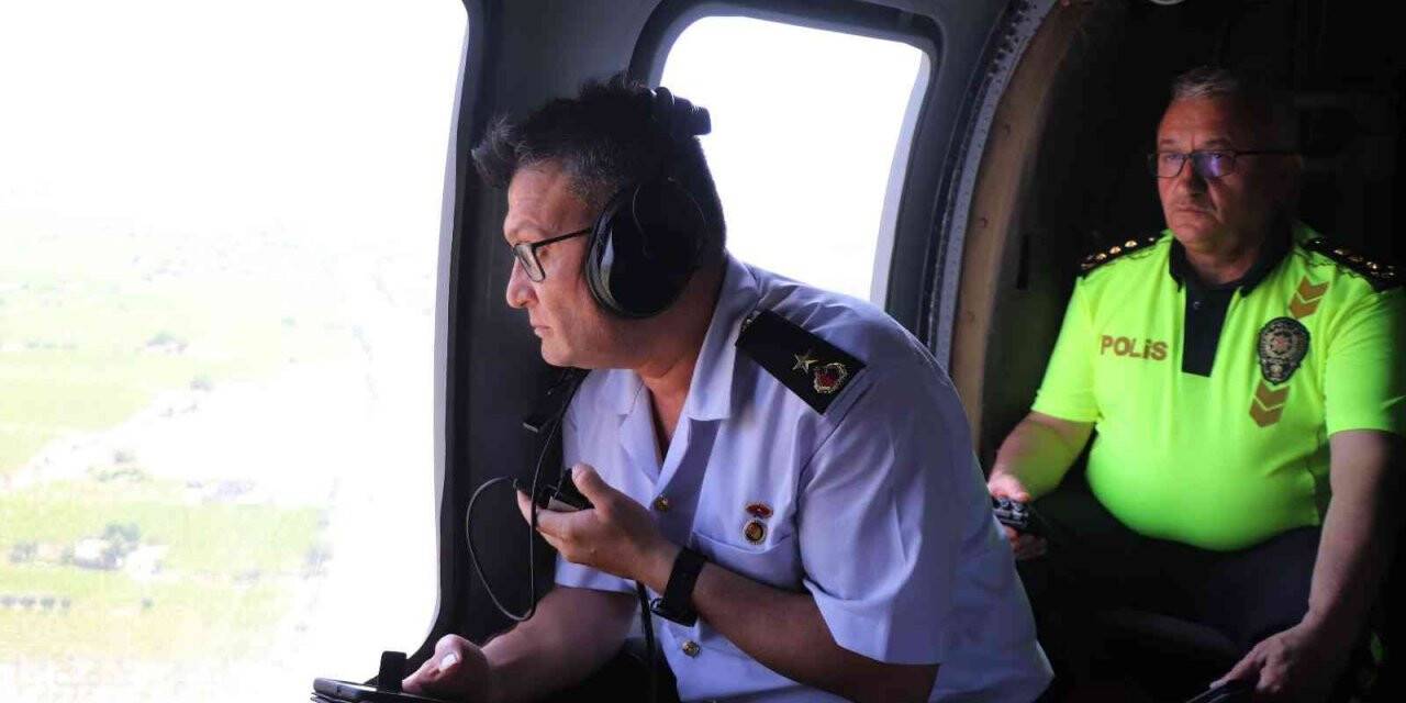 Helikopterli trafik denetiminde sürücüler havadan izlendi