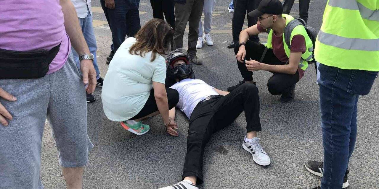 Otomobil motosikletliye çarptı: 1 yaralı