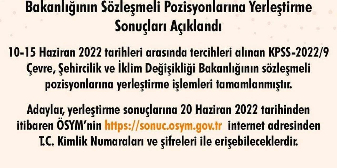 Çevre, Şehircilik ve İklim Değişikliği Bakanlığının personel alımı sonuçları açıklandı