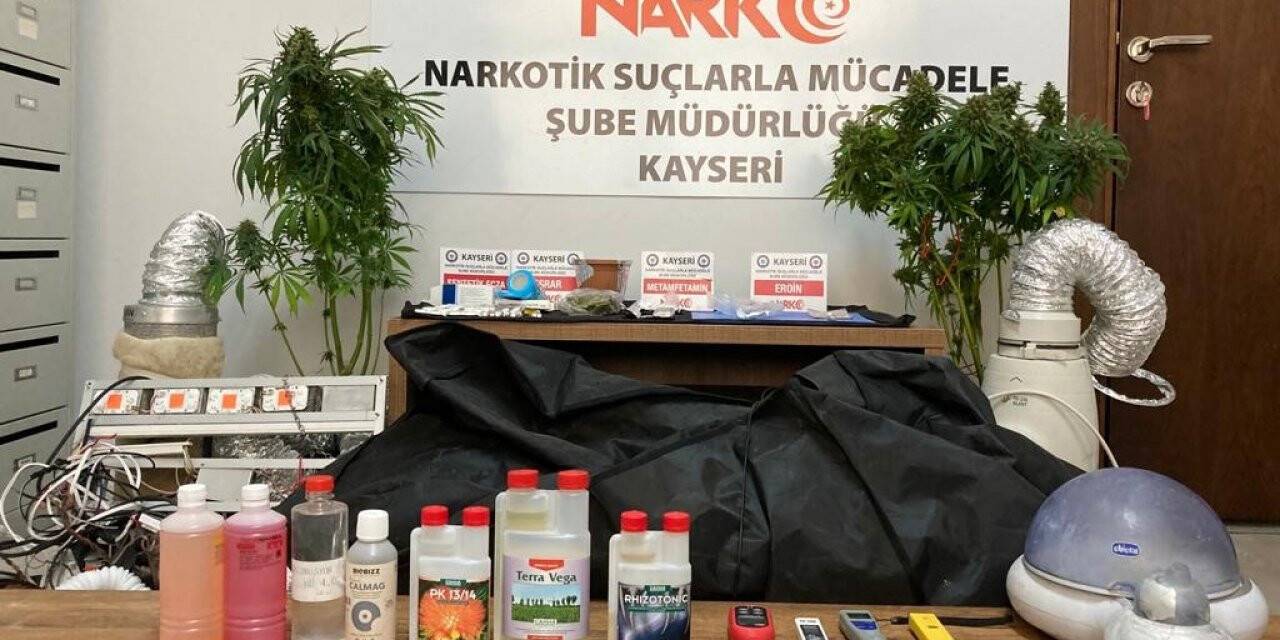 Kayseri’de uyuşturucu imalatı yapılan eve operasyon