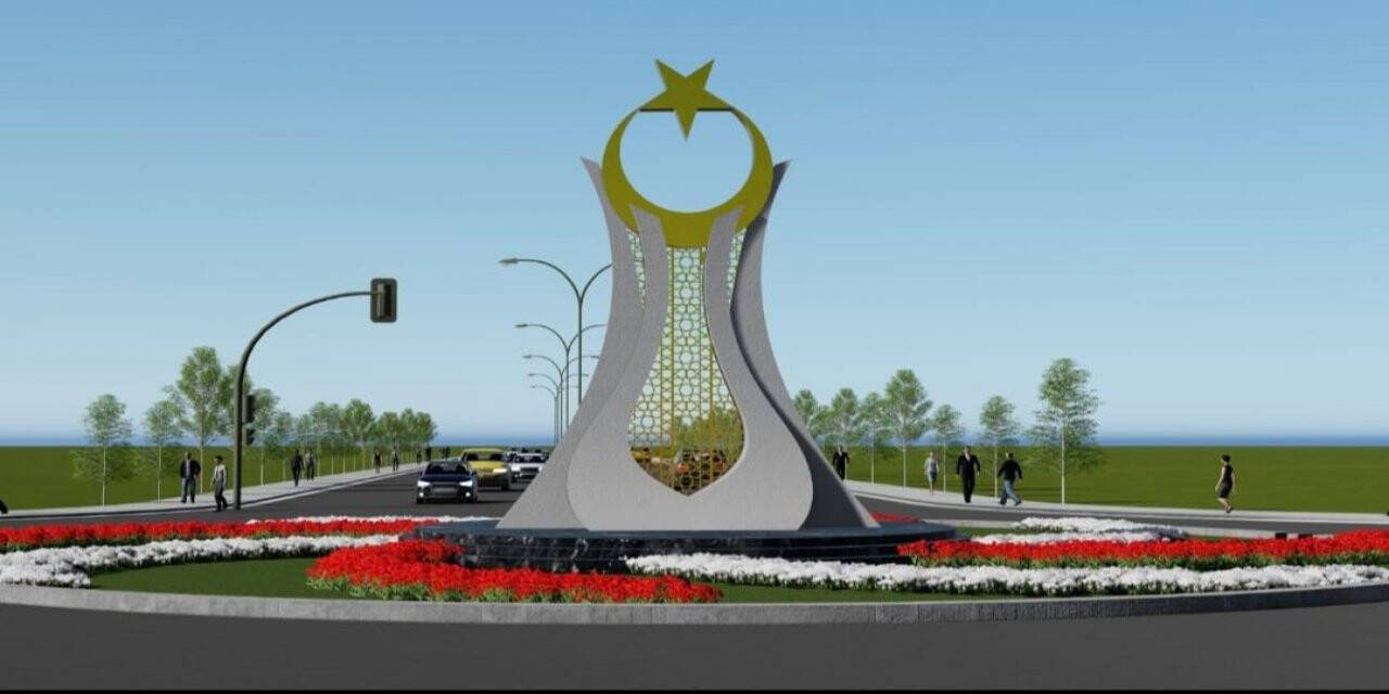 Çevreyolu binevler kavşağına ay yıldız totemi