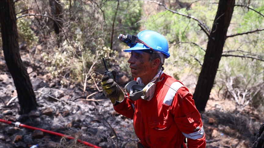 Orman yangınını söndürme çalışmalarına gönüllülerden destek