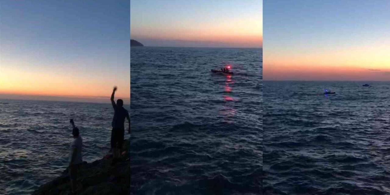 Denizin ortasında dakikalarca yaşam savaşı verdi