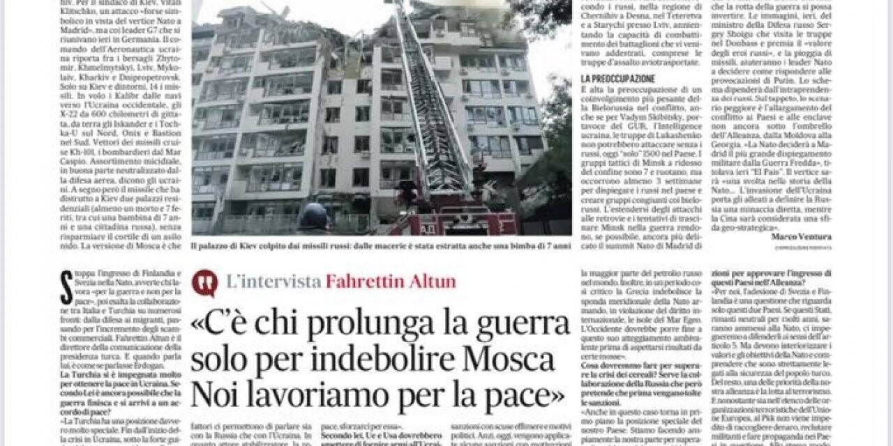 Cumhurbaşkanlığı İletişim Başkanı Altun, İtalyan gazetesinin sorularını yanıtladı