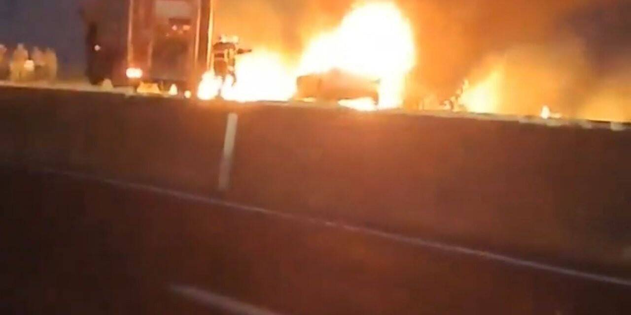 Seyir halinde bulunan LPG’li araç alev topuna döndü