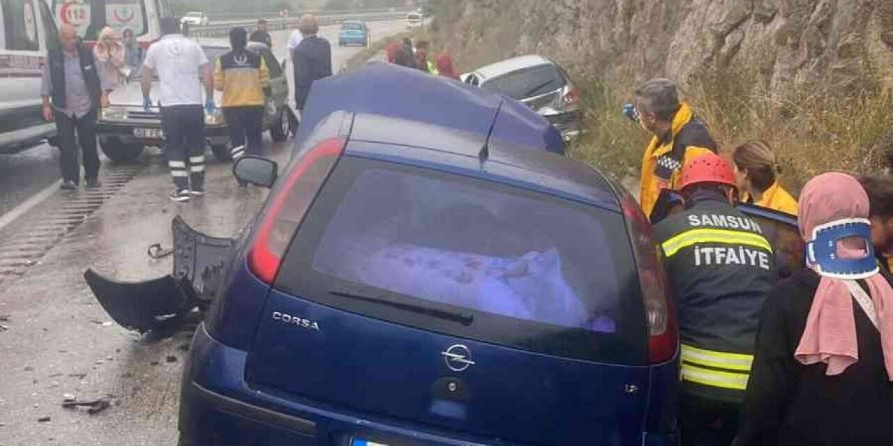 Samsun’da 4 aracın karıştığı kazada  7 kişi yaralandı