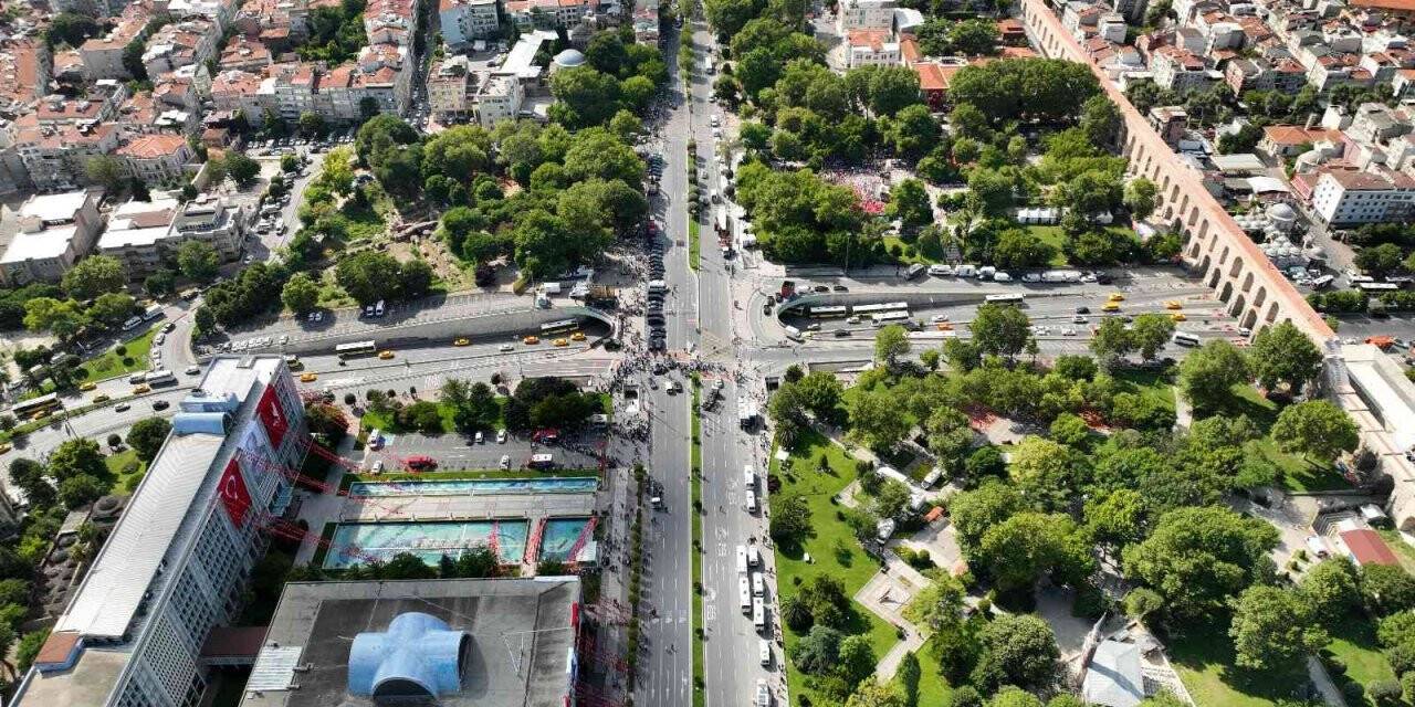 Saraçhane’deki 15 Temmuz etkinlik alanı havadan görüntülendi