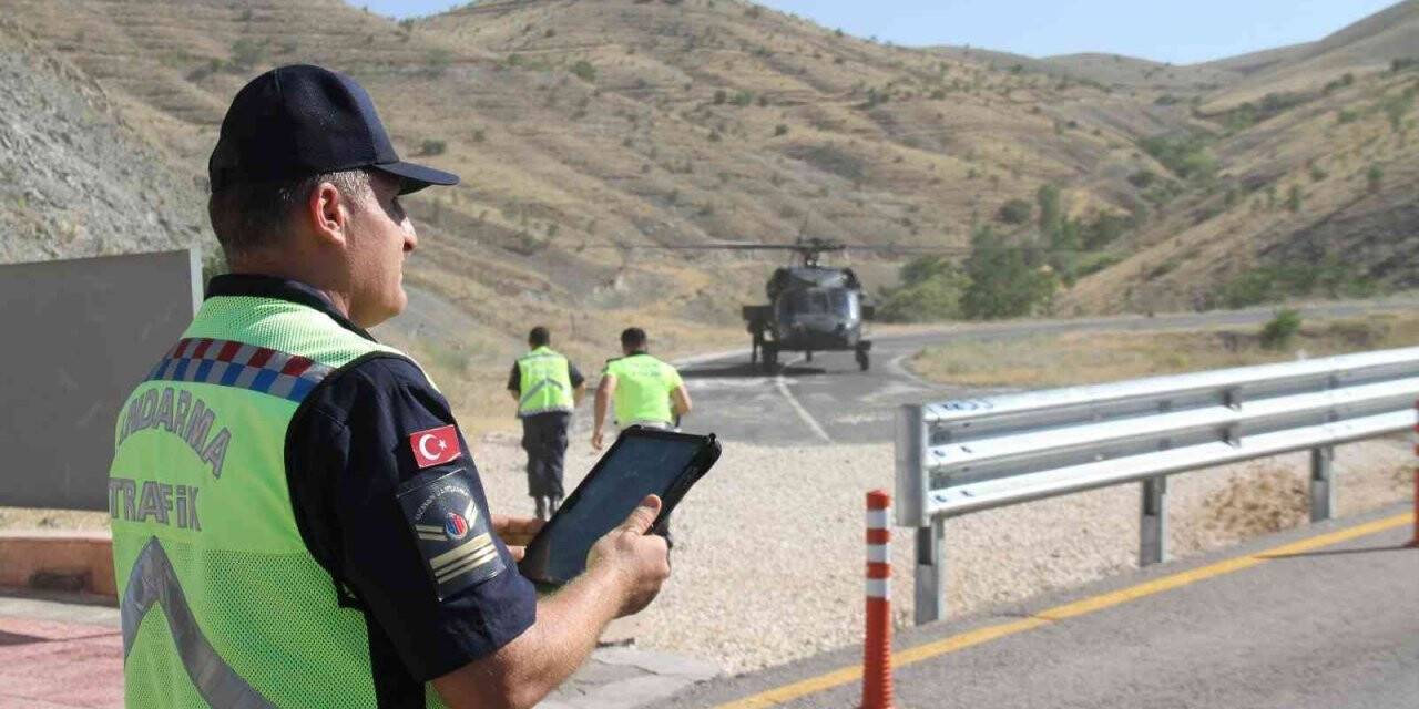 Elazığ’da bayram tatili dönüşü helikopter destekli trafik denetimi